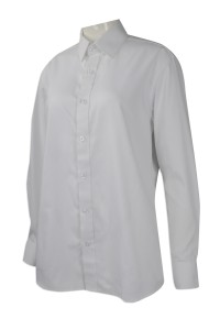 R256 團體訂做淨色長袖恤衫 網上下單修身長袖恤衫 澳門酒店 員工制服恤衫批發商